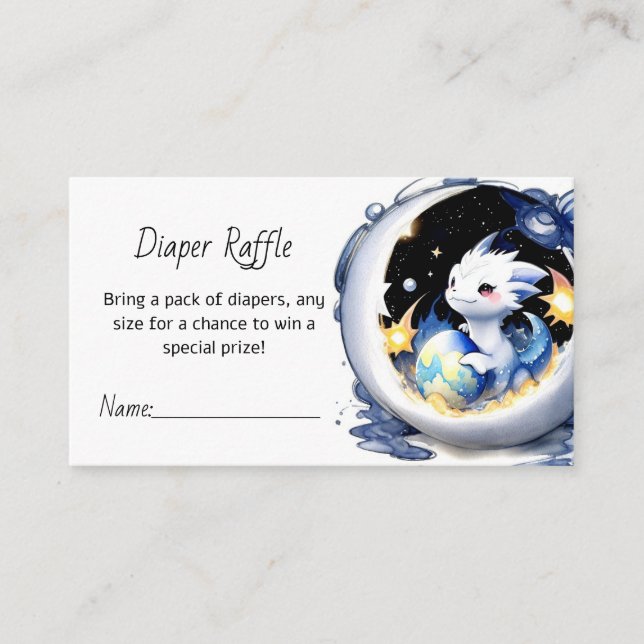 Tarjeta De Recepción Dragón con tema de fantasía Baby Shower Diaper Raf (Anverso)