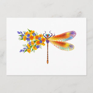 Tarjeta De Recepción Dragón de flores amarillas