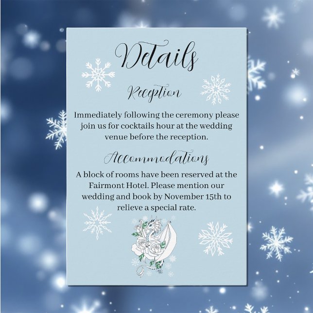 Tarjeta De Recepción Dragón de invierno blanco Snowflakes Blue (Subido por el creador)
