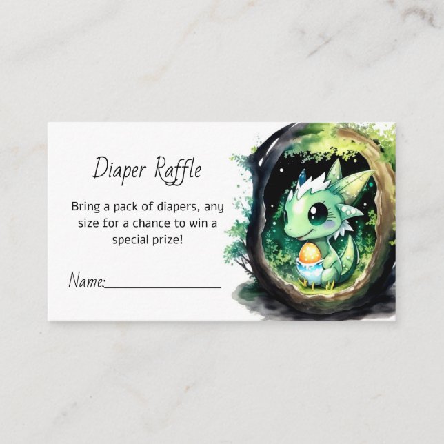 Tarjeta De Recepción Dragon Fantasy Baby Shower Diaper Raffle (Anverso)