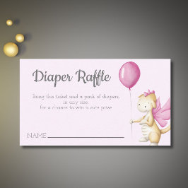 Tarjeta De Recepción Dragón Pastel de Bebé Rosa con pañal globo Raffle