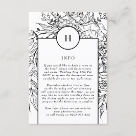 Tarjeta De Recepción Dramático Boda de guirnaldas de monograma negro