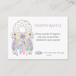 Tarjeta De Recepción Dream Catcher Feathers Pastels Diaper Raffle