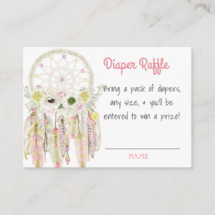 Tarjeta De Recepción Dream Catcher Pink Baby Shower Diaper Raffle