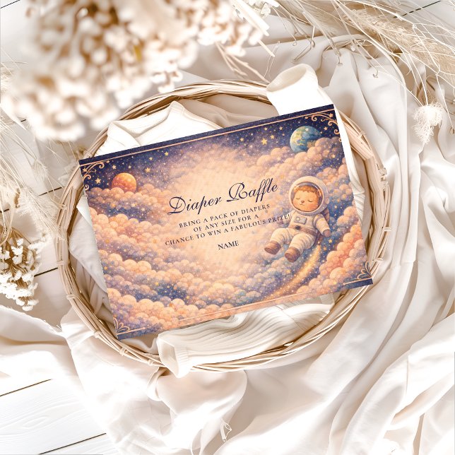 Tarjeta De Recepción Dreamy Astronaut Cloudscape Diapper Raffle  (Subido por el creador)
