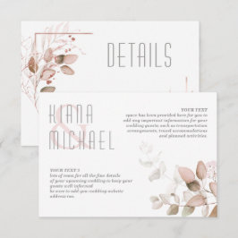 Tarjeta De Recepción Dreamy Foliage Boda Detalles del Rubor Pink ID817