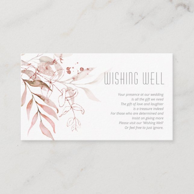 Tarjeta De Recepción Dreamy Foliage Wishing Well V2 Rubor Pink ID817 (Anverso)