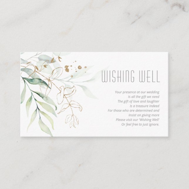 Tarjeta De Recepción Dreamy Greenery Wishing Well V2 Green/Blue ID817 (Anverso)