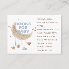 Tarjeta De Recepción Dreamy Over the Moon blue baby ducha book
