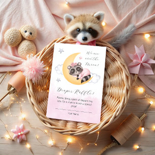 Tarjeta De Recepción Dreamy Over the Moon Raccoon Chica Baby Shower Enc