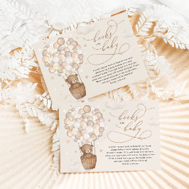 Tarjeta De Recepción Dreamy Teddy Bear globos de aire caliente para beb
