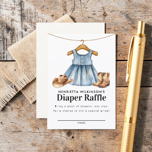 Tarjeta De Recepción Dress de mezclilla azul para rifa de pañales en ba