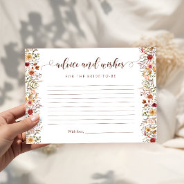 Tarjeta De Recepción Dried Wildflowers Fall Bridal Advice and Wishes