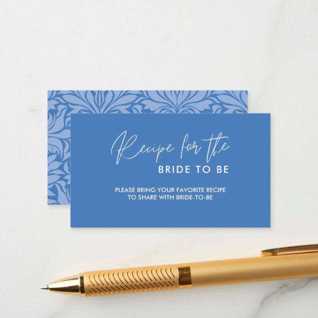 Tarjeta De Recepción Ducha azul Delft Bridal comparte la receta (Anverso/Reverso In Situ)