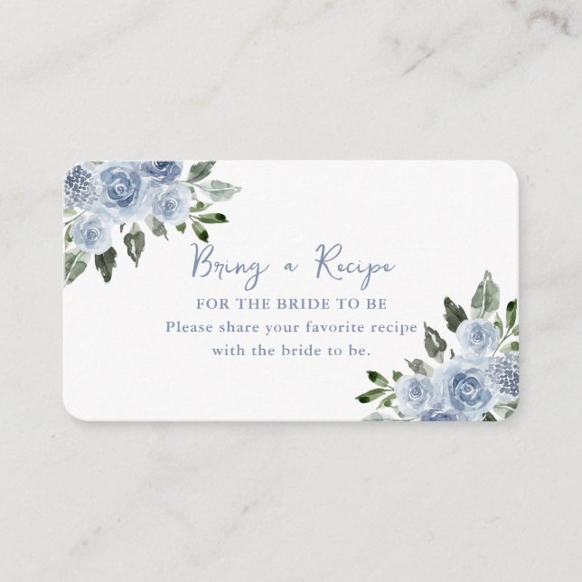 Tarjeta De Recepción Ducha Azul Dusto Floral Bridal Ducha Trae Una Rece (Anverso)