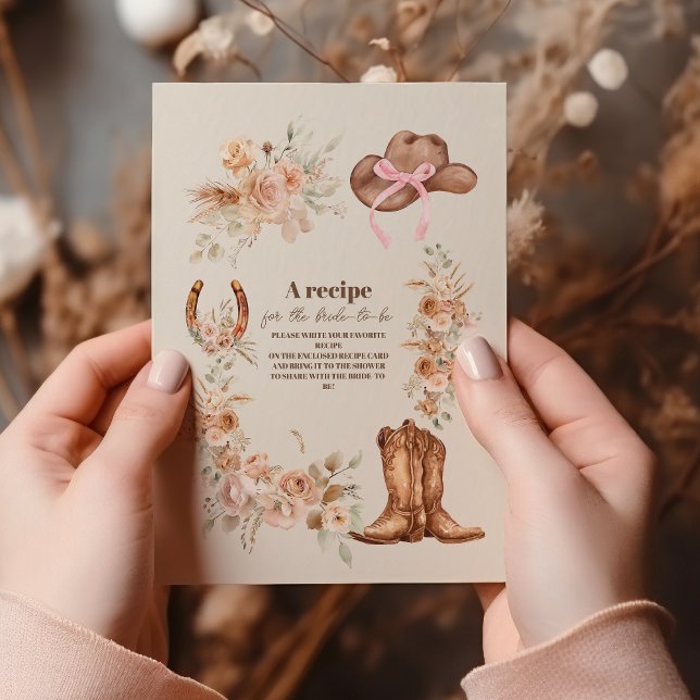 Tarjeta De Recepción Ducha Boho Floral Western Bridal (Subido por el creador)