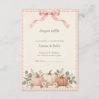 Tarjeta De Recepción Ducha de Baby Shower de Calabaza Gingham Rosado