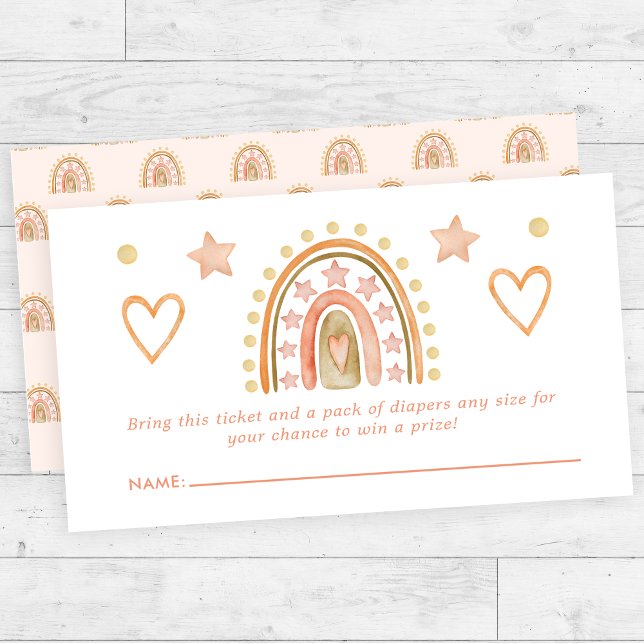 Tarjeta De Recepción Ducha de Bebé Acuarela Arcoíris Boho Rifa de Pañal (Subido por el creador)