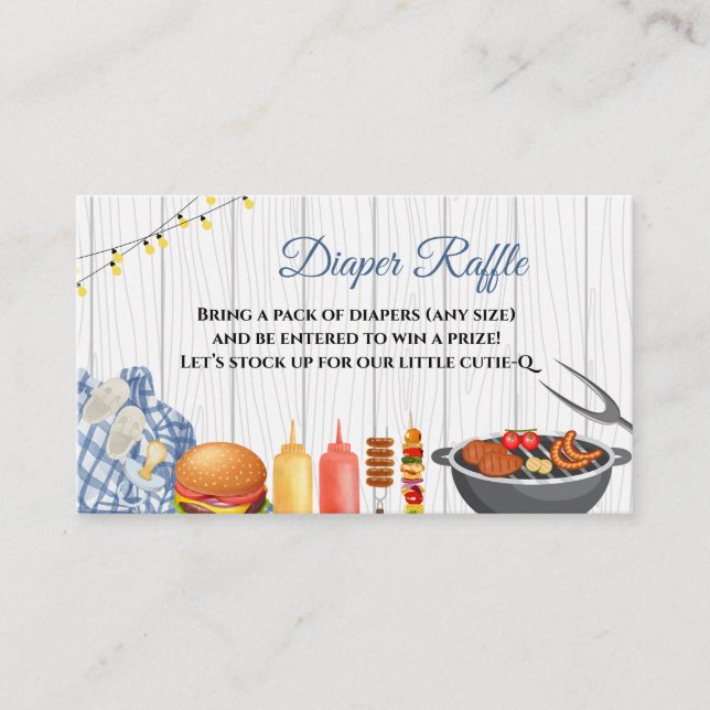 Tarjeta De Recepción Ducha de Bebé BBQ Rifa de Pañales (Anverso)