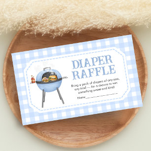 Tarjeta De Recepción Ducha de bebé Blue Burger BBQ Sorteo de pañales