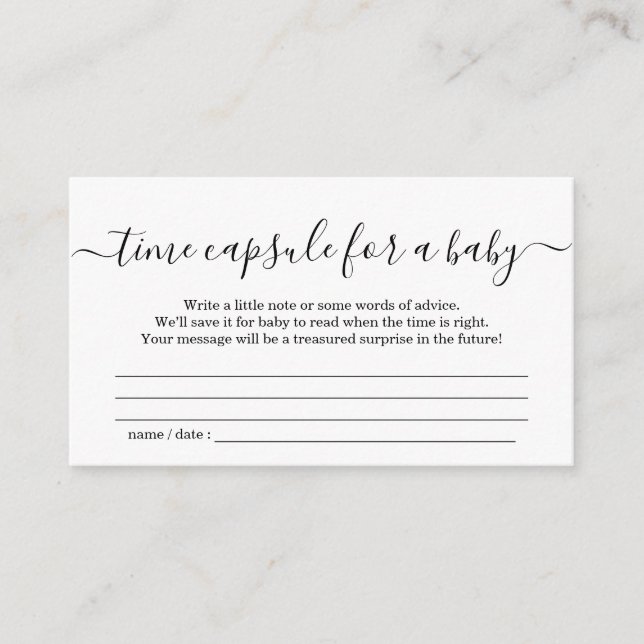 Tarjeta De Recepción Ducha de bebé cápsula del tiempo (Anverso)