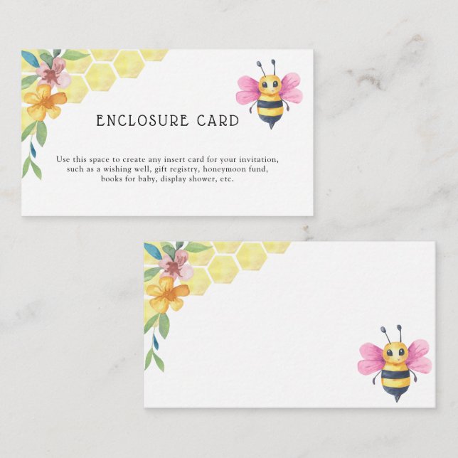 Tarjeta De Recepción Ducha de bebé chica de abejas - Personalizado Text (Anverso / Reverso)