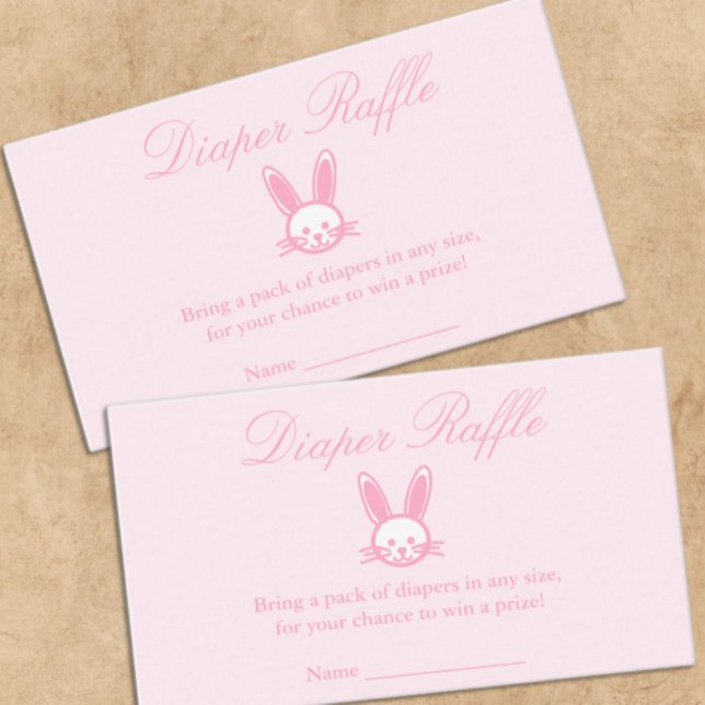 Tarjeta De Recepción Ducha de bebé de conejito rosa, rifa de pañales (Subido por el creador)