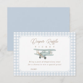 Tarjeta De Recepción Ducha de bebé de cuadros azules con aviones - Rifa
