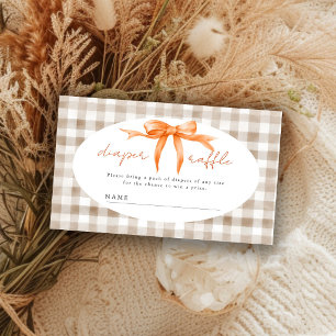 Tarjeta De Recepción Ducha de bebé de cuadros con lazo naranja de otoño