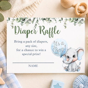 Tarjeta De Recepción Ducha de bebé de elefante azul niño Rifa de pañale