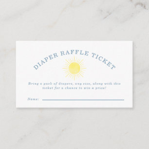 Tarjeta De Recepción Ducha de bebé de gingham azul y sol amarillo, rifa