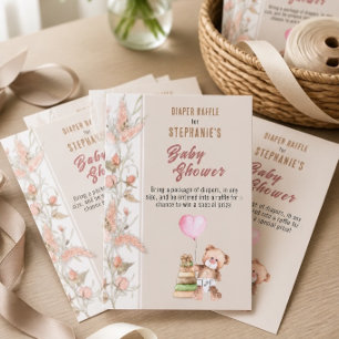 Tarjeta De Recepción Ducha de bebé de osito Teddy Boho Sorteo de pañale