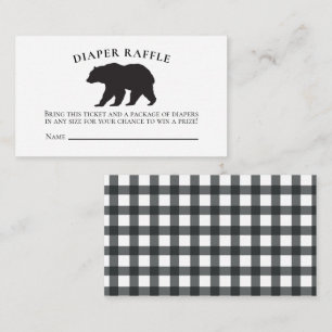 Tarjeta De Recepción Ducha de bebé de oso de cuadros negros Rifa de pañ