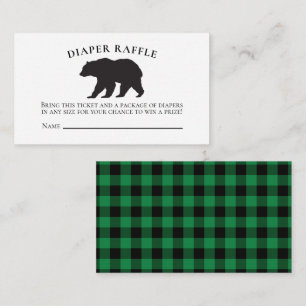 Tarjeta De Recepción Ducha de bebé de oso, rifa de pañales de cuadros v
