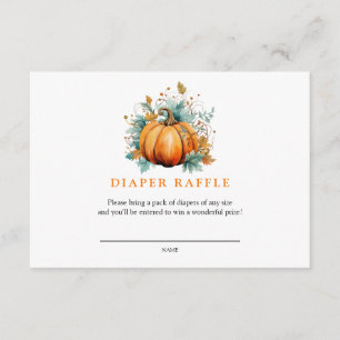 Tarjeta De Recepción Ducha de bebé de otoño de calabaza   Rifa de pañal