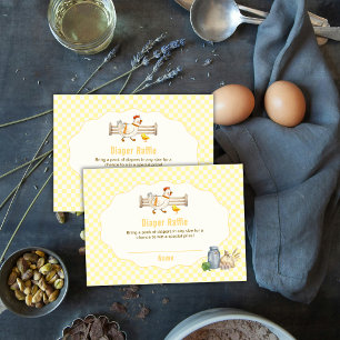 Tarjeta De Recepción Ducha de bebé de pollito con gingham amarillo