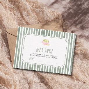 Tarjeta De Recepción Ducha de bebé de té matcha con rayas de salvia y r