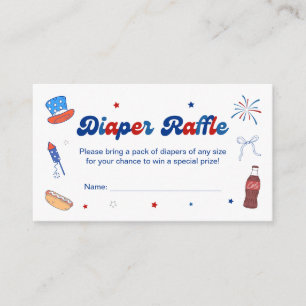 Tarjeta De Recepción Ducha de bebé del 4 de julio, Rifa de pañales