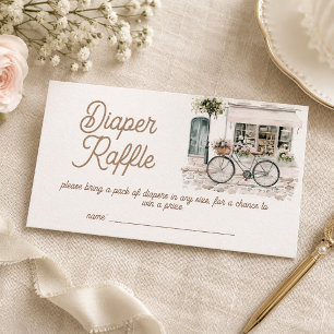Tarjeta De Recepción Ducha de Bebé Diaper Raffle Bonjour Bebe