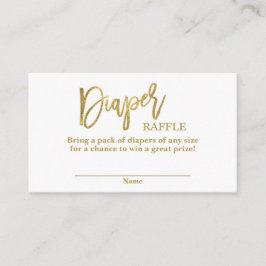 Tarjeta De Recepción Ducha de bebé dorada y blanca Diaper Raffle
