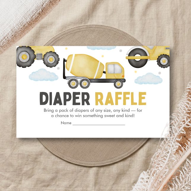 Tarjeta De Recepción Ducha de bebé en construcción rifa de pañales (Caution Baby Under Construction Baby Shower Diaper Raffle)