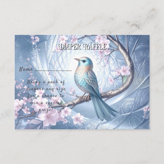 Tarjeta De Recepción Ducha de Bebé Floral Pájaro Azul (Anverso)
