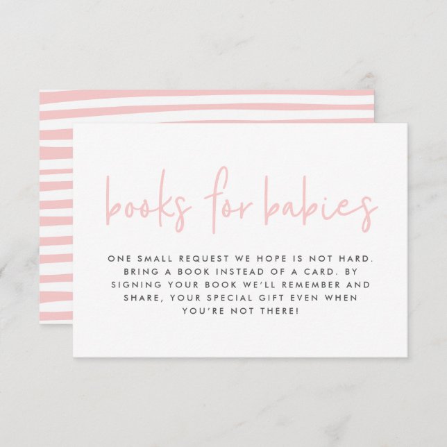 Tarjeta De Recepción Ducha de bebé gemela libros modernos de chicas ros (Anverso / Reverso)