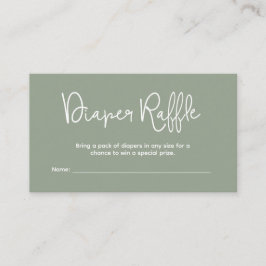 Tarjeta De Recepción Ducha de Bebé Moderna Verde Salvia Rifa de Pañales