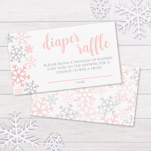 Tarjeta De Recepción Ducha de Bebé Niña Copo de Nieve Invierno Rifa de 