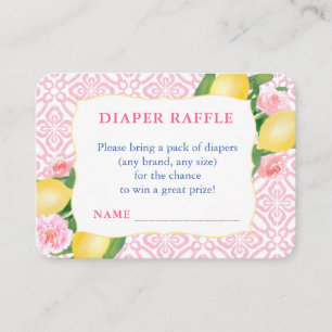 Tarjeta De Recepción Ducha de Bebé Niña Limones Rosados Sorteo de Pañal