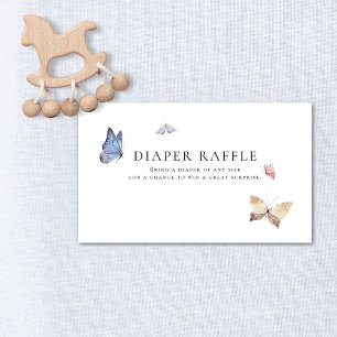 Tarjeta De Recepción Ducha de Bebé Niña Mariposa Rifa de Pañales