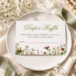 Tarjeta De Recepción Ducha de bebé niña mariquita flor silvestre sorteo