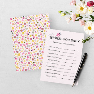 Tarjeta De Recepción Ducha de Bebé Niña Mariquita Rosa