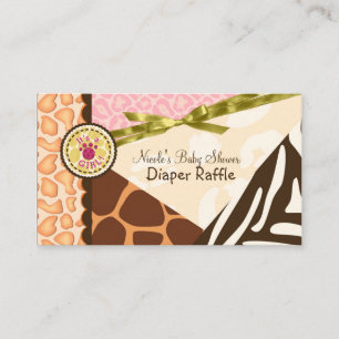 Tarjeta De Recepción Ducha de Bebé Niñas Estampado Safari Rosa Diaper R